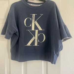 Calvin Klein Jeans Navy Blue Short-Sleeve Logo Sweatshirt